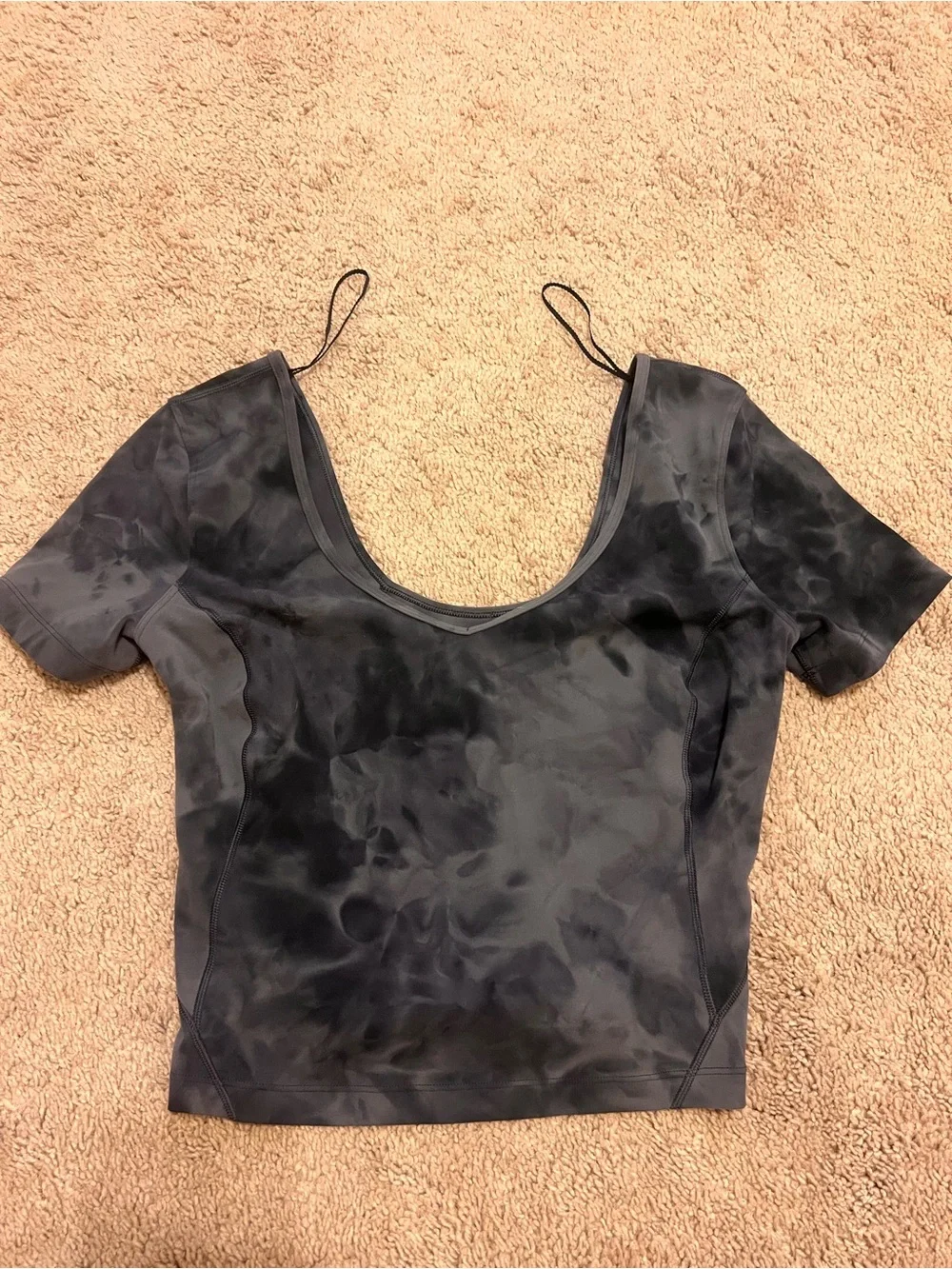 lululemon athletica Black Marble Scoop Crop Top
